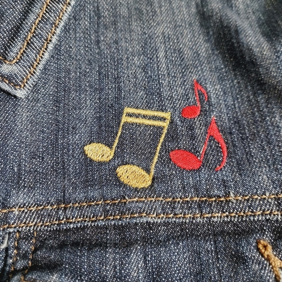 FDJ French Dressing Woman's Denim Jacket Embroidered Roses & Music Notes Size XL - Picture 7 of 13